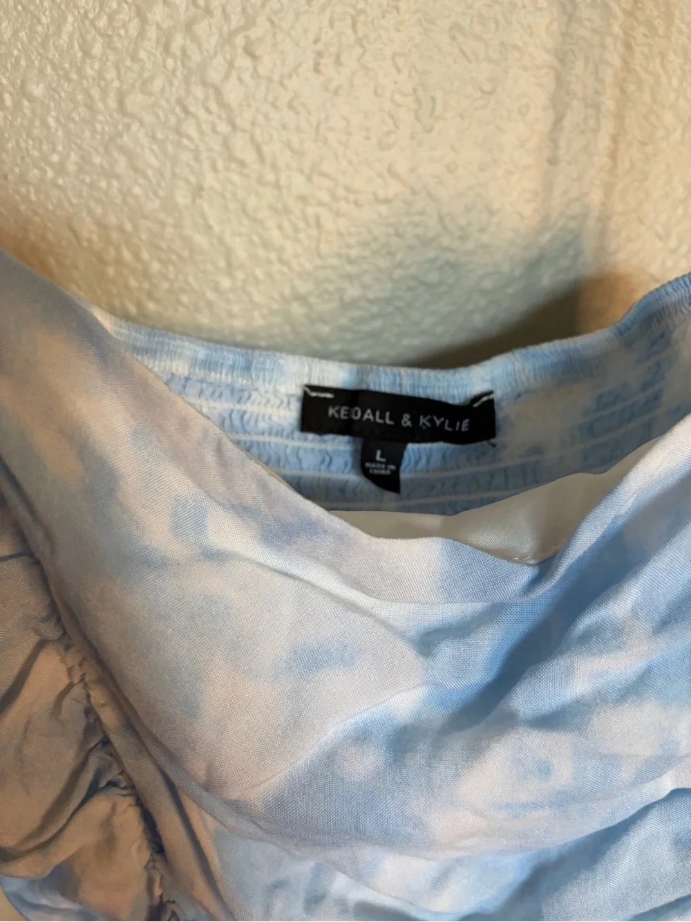 Kendall & Kylie Sky Blue Tie-Dye Ruched Cowl Camisole